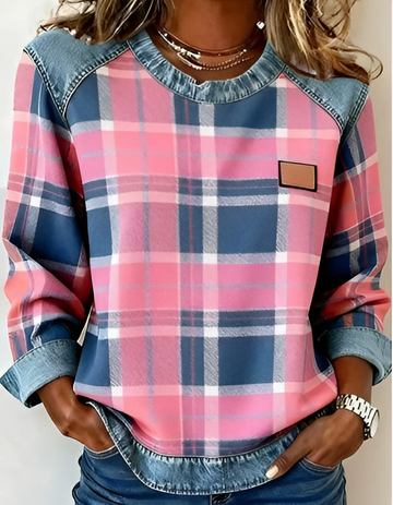 AVERY™|ELEGANT PINK PATCHWORK TOP