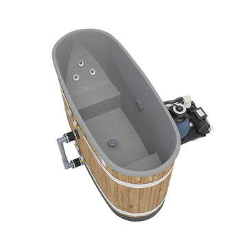Kirami Premium Tiny S Flow | Badefassset mit Elektroofen, Filteranlage und Massagesystem | 170 cm / 2 kW