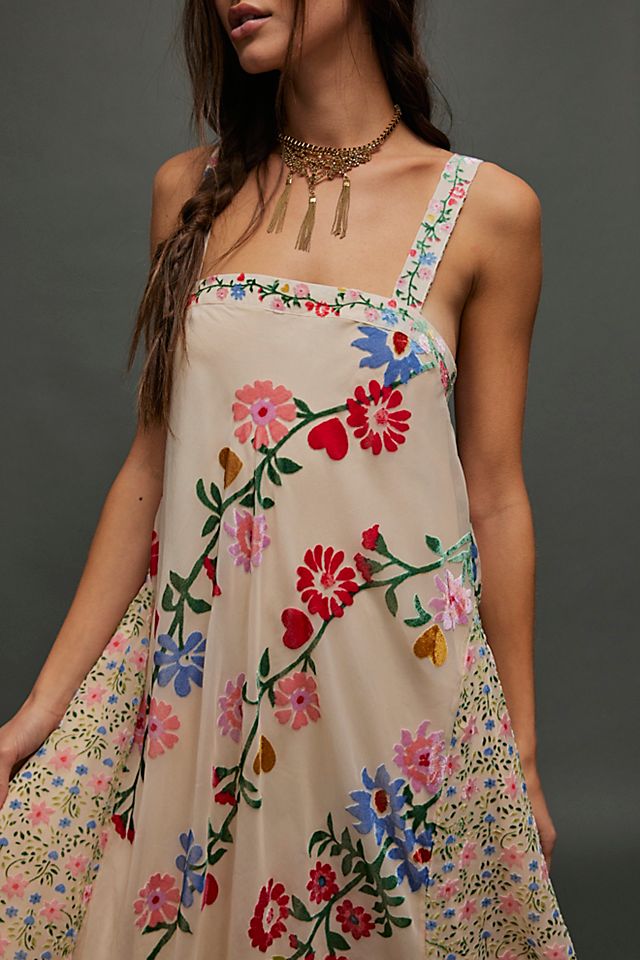 Falling Petals Velvet Maxi Dress