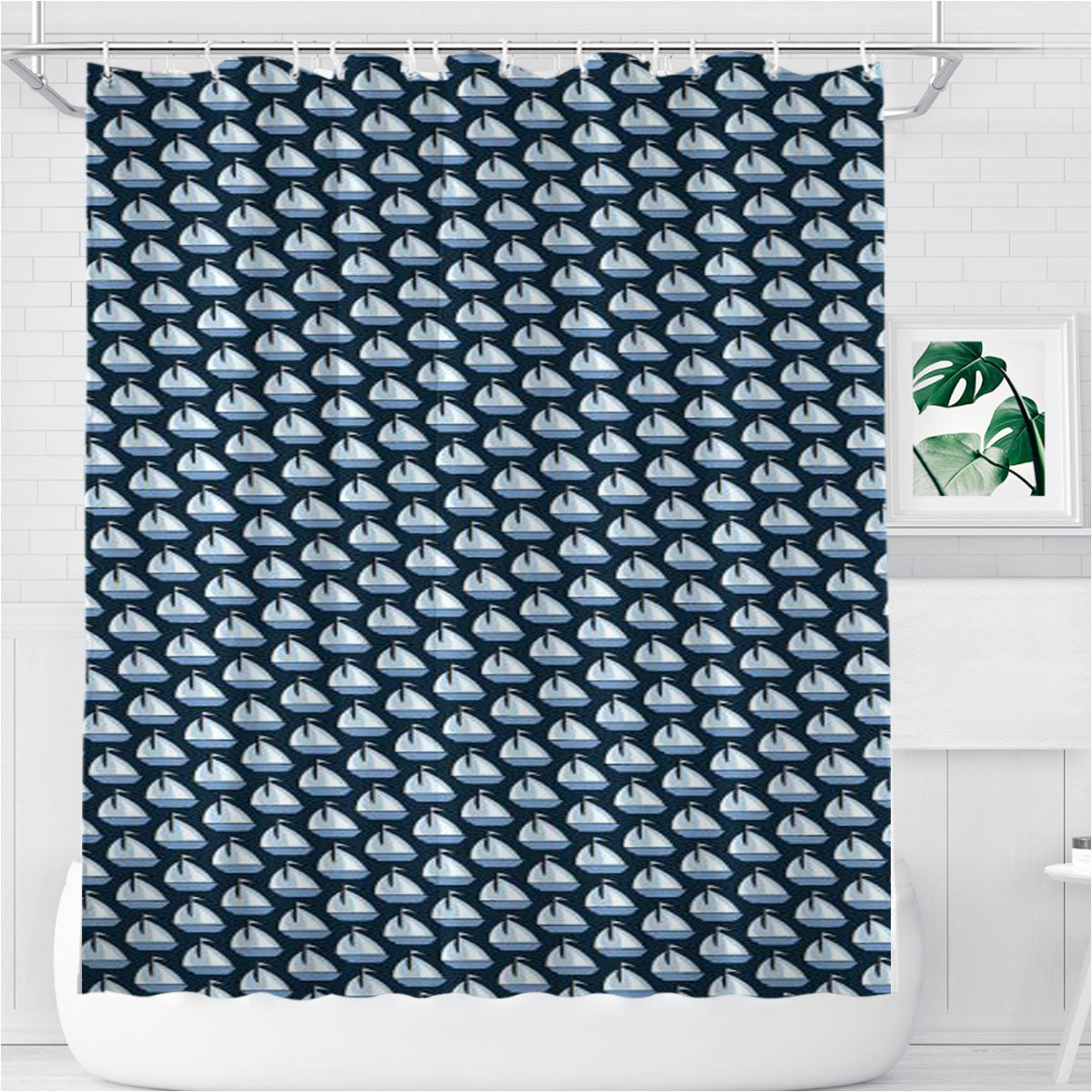 Preppy Vineyard Vines Pattern Bathroom Shower Curtain Fabric Waterproof | 66 X 72 Inch