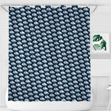 Preppy Vineyard Vines Pattern Bathroom Shower Curtain Fabric Waterproof | 66 X 72 Inch