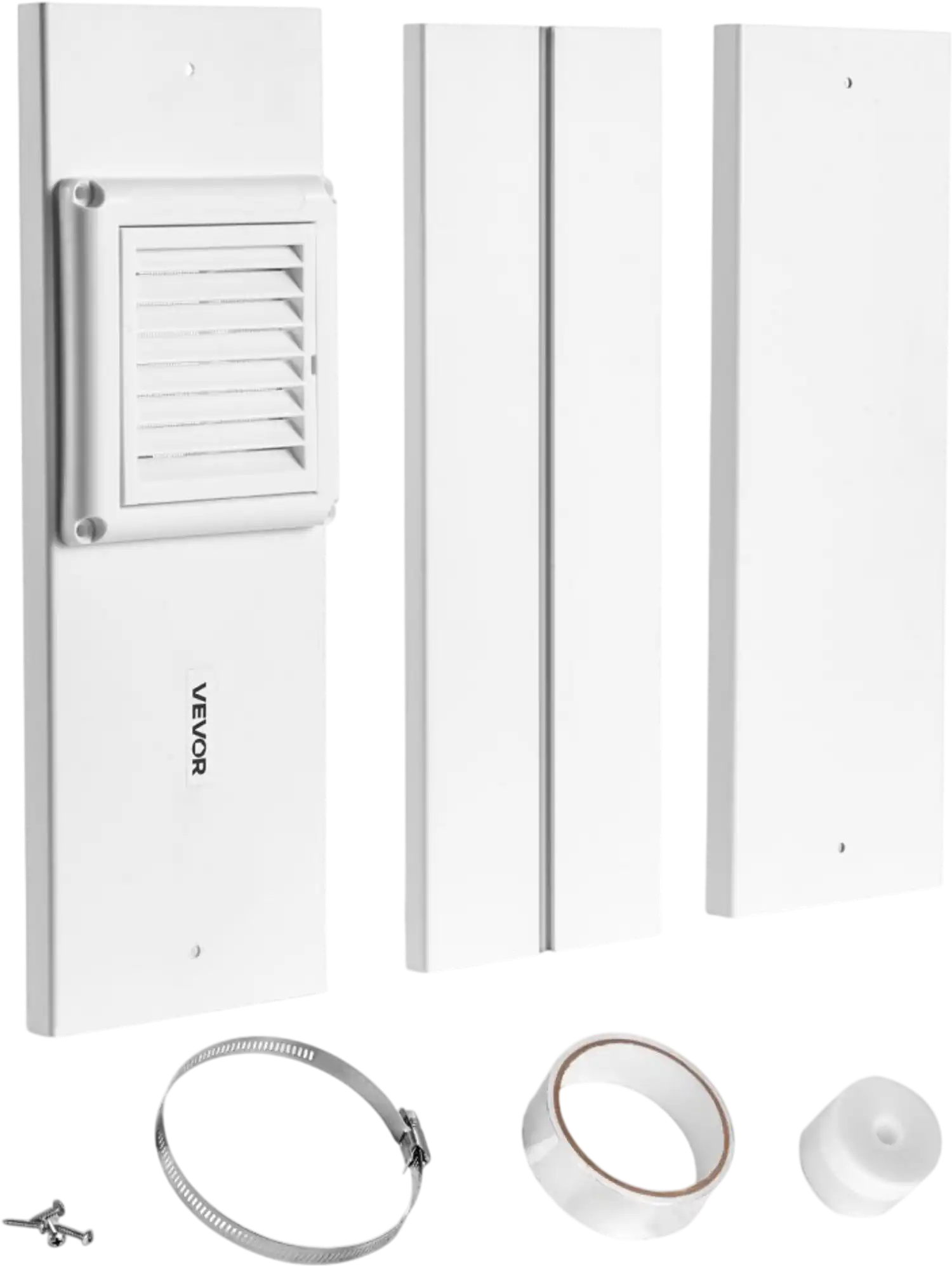 VEVOR Dryer Vent Window Kit, Fits 4-Inch Exhaust Hoses, Adjustable Length for Adapts Sliding Windows of Different Heights, Sturdy PVC and PP Materials, Dual Protections & Multi-layer Sealing Design