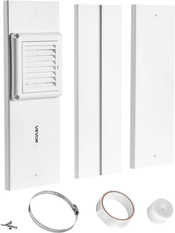 VEVOR Dryer Vent Window Kit, Fits 4-Inch Exhaust Hoses, Adjustable Length for Adapts Sliding Windows of Different Heights, Sturdy PVC and PP Materials, Dual Protections & Multi-layer Sealing Design