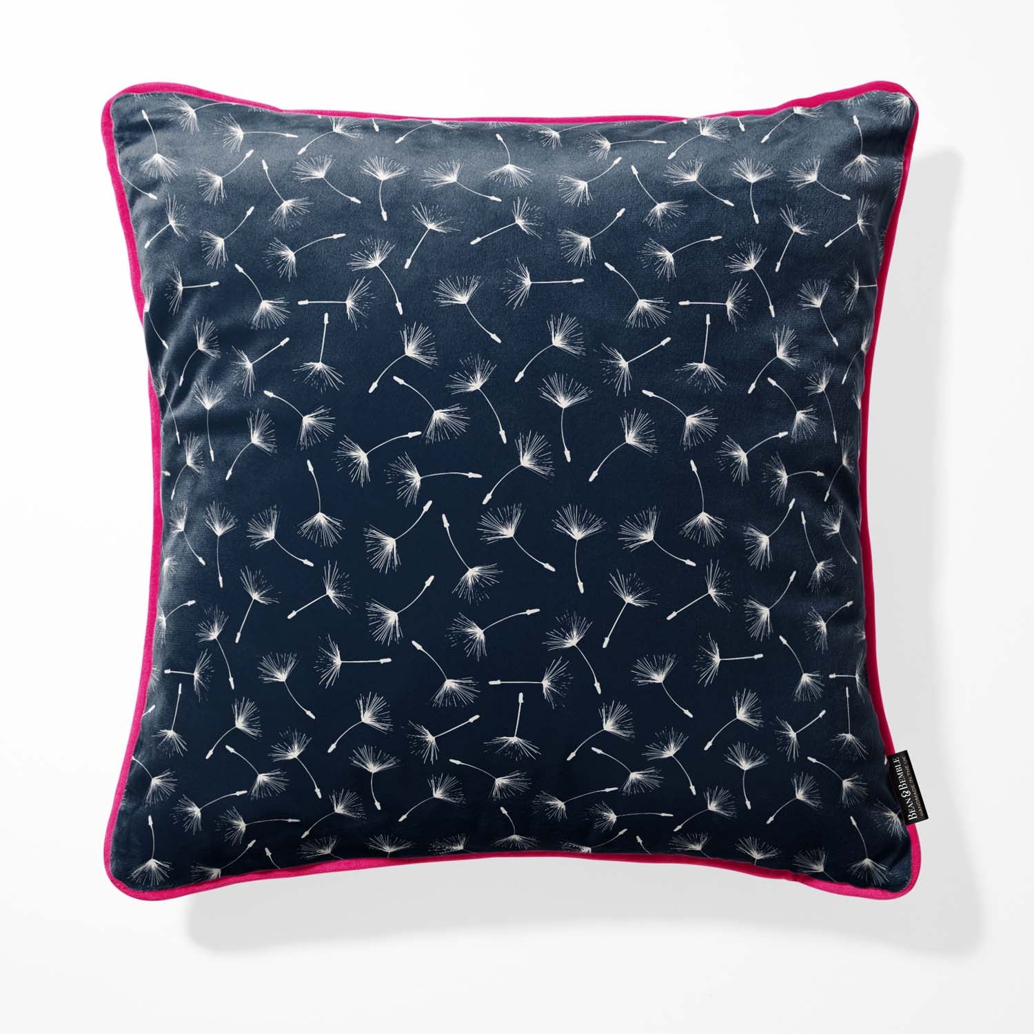 Dandelion Clock Navy Velvet Cushion