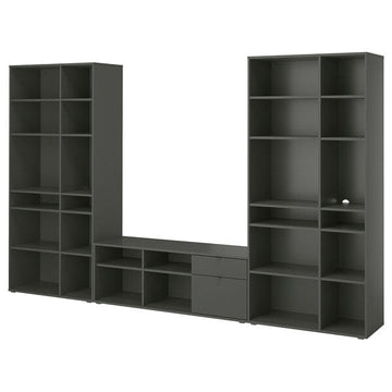 Ikea VIHALS - TV/storage combination, dark grey, 337x37x200 cm