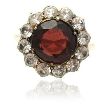 Vintage 1940s 9ct Gold Garnet Dress Ring