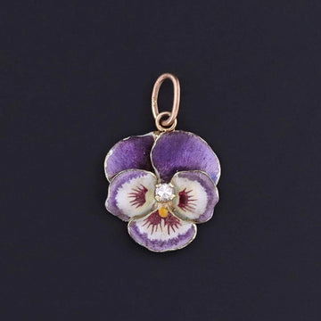 Vintage Purple Enamel Pansy Charm of 14k Gold - Trademark Antiques