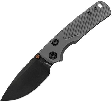 VOSTEED KNIVES YUE PORCUPINE TISLIM TOP LINER LOCK FOLDING KNIFE 3.04" 154CM BLACK STONEWASHED DROP POINT BLADE, DIM GRAY MACHINED TITANIUM HANDLES, BUTTON LOCK - A4804 - SRK KNIVES AND SPORTS INC