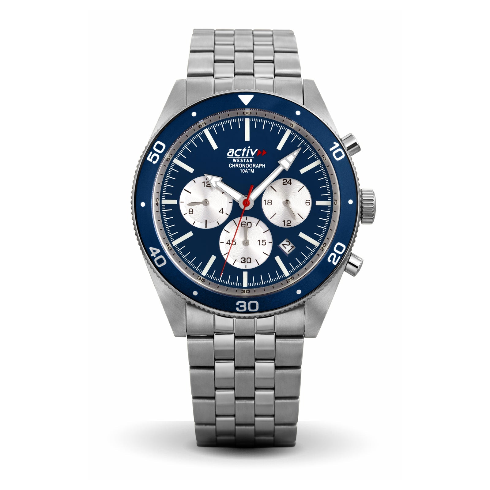 Westar Activ Gents 43 mm Blue Dial Quartz Watch - 90282STN704