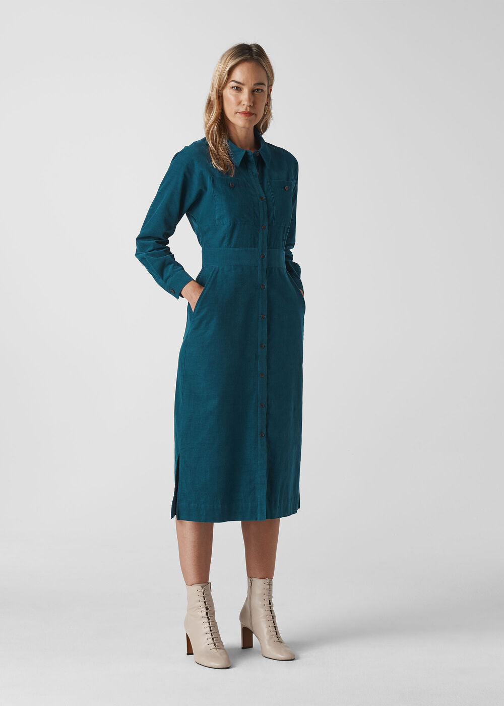 Whistles Romaine Cord Dress Black Size 2
