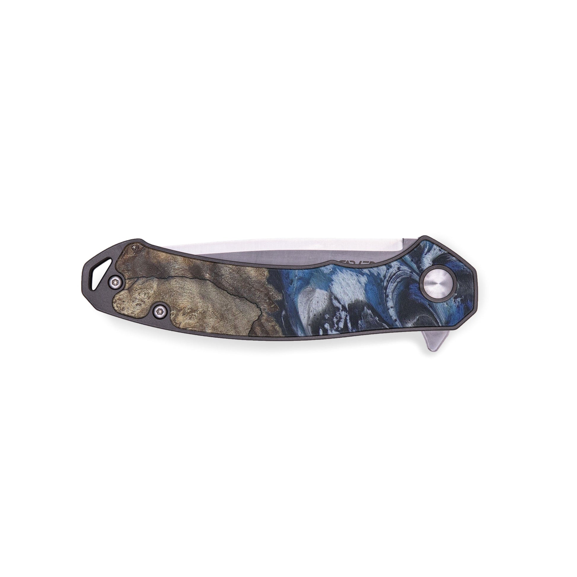 EDC Wood+Resin Pocket Knife - Linn (Dark Blue, 427955)