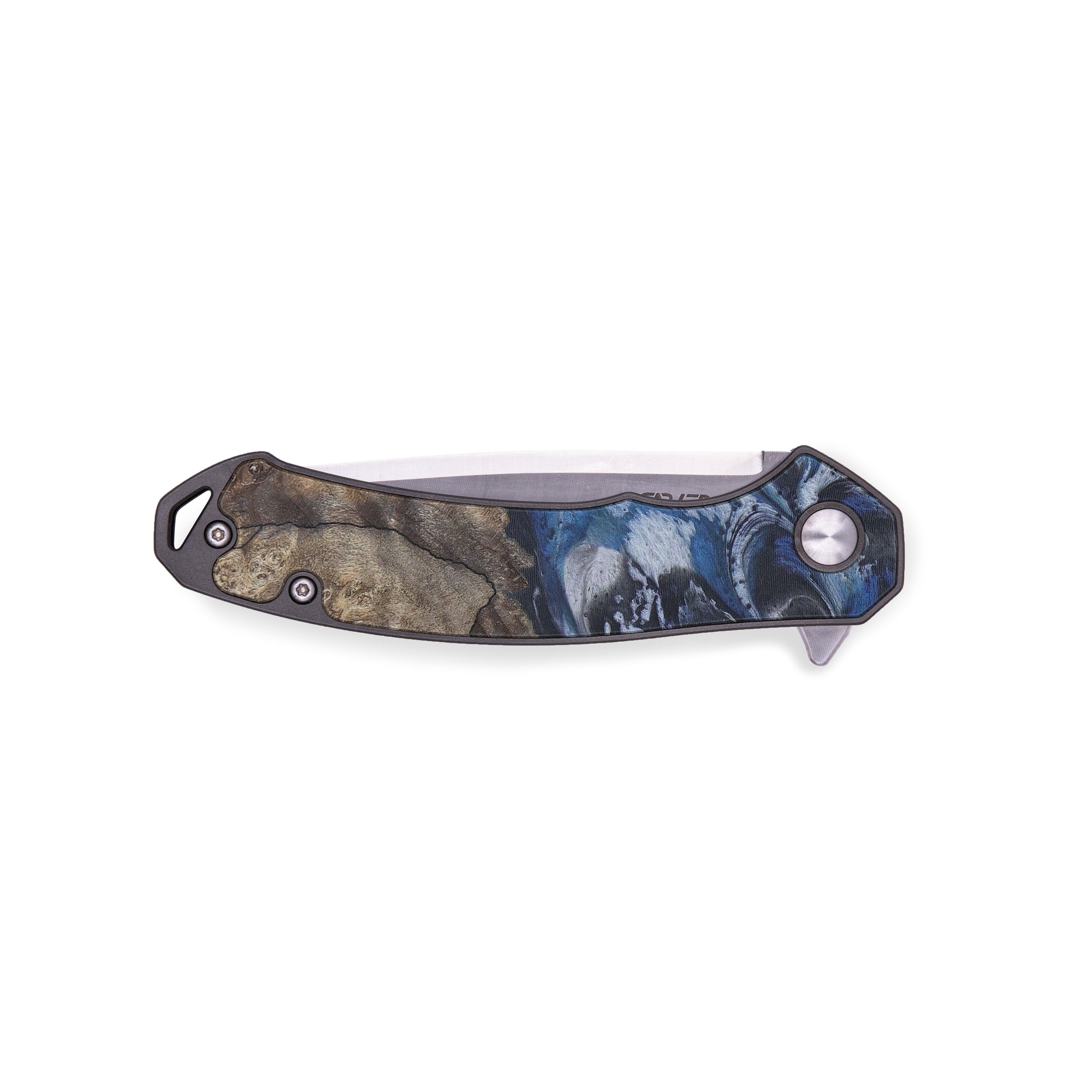 EDC Wood+Resin Pocket Knife - Linn (Dark Blue, 427955)
