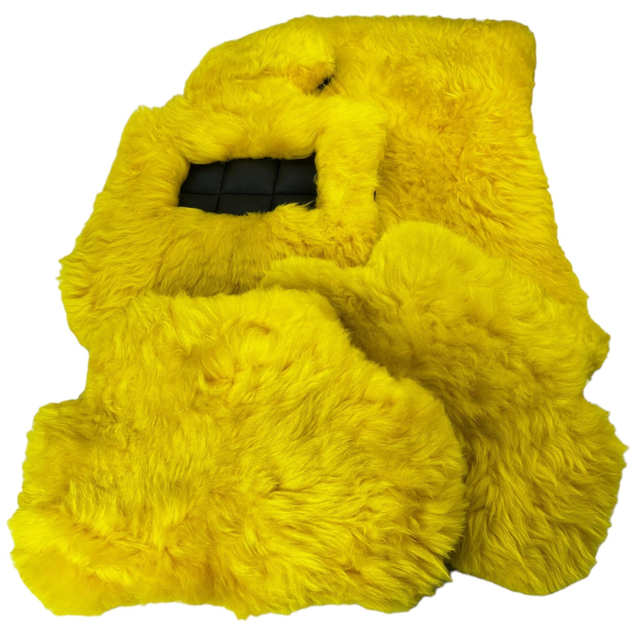 Yellow Sheepskin Floor Mats for Rolls Royce Phantom Drophead Coupe (2007-2016) ER56 Design Brand - AutoWin