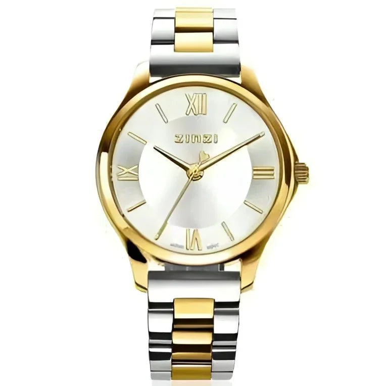 Gouden zilveren tweedelige Zinzi Classy Mini horloge ZIW1233 met Romeinse cijfers